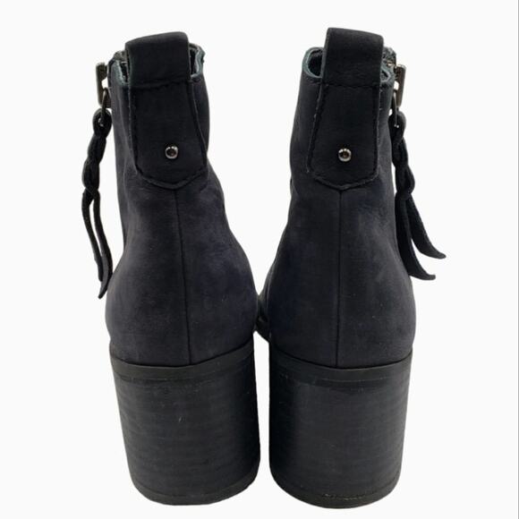 BP Ankle Boots Black Block Heel Braided Zipper - Picture 6 of 10